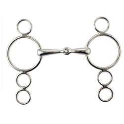 Filetto pessoa per pony a due chiamate snodato in inox vuoto, imboccatura 18 mm: 9,5 cm