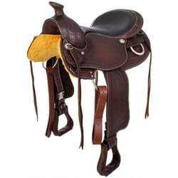 Sella western Denver in pelle pieno fiore con arcione in Fibre Glass e lavorazioni Flower 2815: 16", Marrone Scuro Oliato
