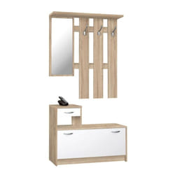 Mobile guardaroba da ingresso bianco e rovere sonoma 100x25xh.180 cm