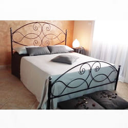 Letto matrimoniale in ferro battuto con pediera Nero Argento narciso 170x202x h131,5 cm