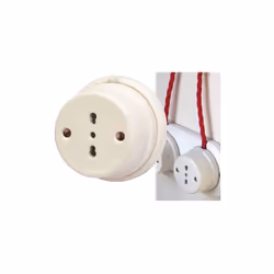 PRESA IN PORCELLANA BIPASSO 40430 à 80xH 50MM CAVO TRECCIATOPresa bipasso 2P + T 10/16A. Colore bianco. Dimensione à 80xH 50 ...
