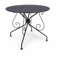 Tavolo da Giardino Esterno Pranzo Tondo Rotondo Metallo Acciaio ø 70 90 Etienne - Colore e Diametro: Grigio scuro ø 90 cm