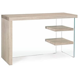 Bizzotto - Scrivania moderna 'Bilbao' da ufficio e cameretta in legno con piedi in vetro temperato 120 cm