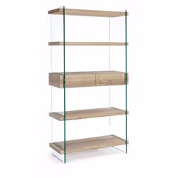MENSOLE E CASSETTI IN MDF RIVESTITO CON CARTA MELAMINICA EFFETTO LEGNO. FIANCHI IN VETRO TEMPERATO SPESSORE 12MM. PORTATA MAX ...