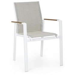 Sedia poltrona "Kubik" da esterno giardino in alluminio verniciato a polvere con dettagli in legno -1 Pezzo / Antracite