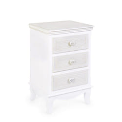 Cassettiera legno bianco 3 cassetti Charlene cm 41 x 33,5 x 68,5
