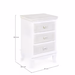 Cassettiera legno bianco 3 cassetti Charlene cm 41 x 33,5 x 68,5
