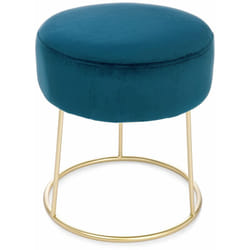 Bizzotto - Pouf 'Clarissa' in velluto anticato h 40 cm arredamento per salotto moderno -Blu Deep