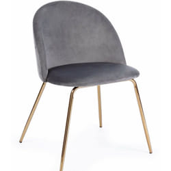 Sedia da Interno Tanya in Velluto colore Grigio Gambe Oro