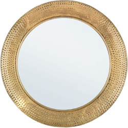 Bizzotto - Specchio tondo da parete con cornice in acciaio 'Adara' ø 80 x 11 h cm -Oro