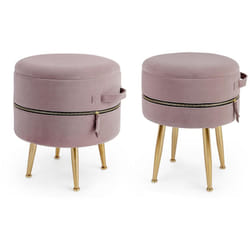 Poltrona Pouf 'Pavlina' per interno, con struttura in mdf e compensato set da 2 pezzi -Grigio-Nero