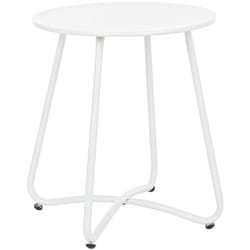 Tavolino da caffe 'Wissant' per lettino da esterno e giardino in acciaio con vassoio -ø 40 x h 45 cm / Bianco
