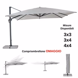 Struttura in alluminio verniciata a polvere (poliestere). palo 93x57mm. 8 stecche 28x18mm. Telo grigio chiaro in poliestere 2 ...