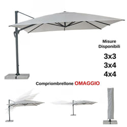 Ombrellone a Braccio Ines 3x4 Metri Colore Grigio e Antracite Copertura Inclusa