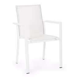 Sedia in alluminio con braccioli Konnor bianco Caratteristiche del prodotto: Struttura in alluminio verniciato a polvere (pol ...