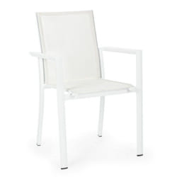 Sedia in alluminio con braccioli Konnor bianco