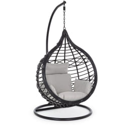 Bizzotto - Poltrona a dondolo sospesa 'Torres' per giardino e veranda in rattan con cuscino -Nero