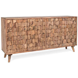 Credenza 'Kant' con struttura e gambe in legno Sheesham, mobile in stile vintage -3 Ante - 3 cassetti