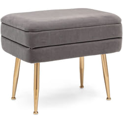 Panca singola contenitore in velluto 'Pavlina' gambe in acciaio per camera da letto -Beige