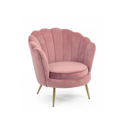 Poltrona a conchiglia "Gigliola" in velluto anticato h 77 cm arredamento salotto moderno -Rosa
