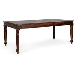 Tavolo Jaipur rettangolare, con gambe, piano in legno massiccio, stile fusion -160 x 90 cm
