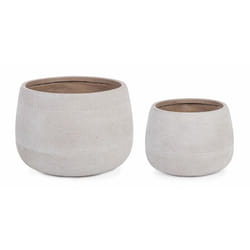 Bizzotto - Set di 2 Vasi Rigo Bomb basso beige per esterno con tappo sul fondo