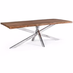 Il Tavolo Arkansas 220x100 by Bizzotto è un tavolo di design dotato di gambe in acciaio inossidabile, piano in legno d'acacia ...