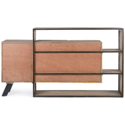 Credenza 'Manchester' con struttura in legno di mango e acciaio, cassetti in legno riciclato, stile moderno -3 Ante