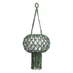 Bizzotto - Lanterna sospesa Macrame verde in metallo corda e vetro da esterno
