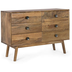 Cassettiera 'Sylvester' per interno, con 6 Cassetti, 124 x 50 x 70 cm -6 Cassetti - 114x40x80h cm