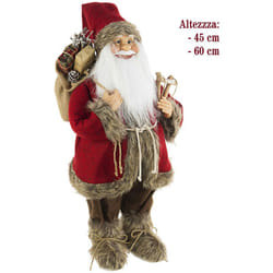 Bizzotto - Pupazzo Babbo Natale Holly Rosso Statuetta Santa Claus Decorazione Natalizia - Dimensioni: h 60 cm