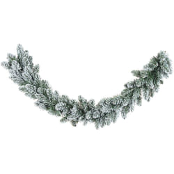 Bizzotto - Festone natalizio 'Innsbruck' in pvc effetto aghi di Pino color Verde innevato decorazione Natalizia -180 cm