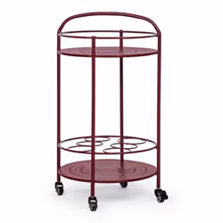 Carrello per bottiglie in acciaio Rosso Bordeaux