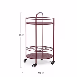 Carrello per bottiglie in acciaio Rosso Bordeaux