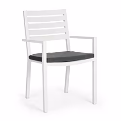 Sedia con braccioli Helina bianco in alluminio Caratteristiche del prodotto: Struttura in alluminio verniciato a polvere (pol ...