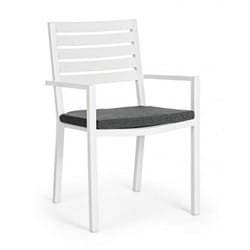 Sedia con braccioli Helina bianco in alluminio
