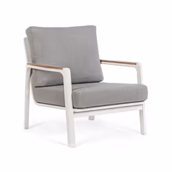 Poltrona per esterno in Alluminio/Legno con Cuscino Bianca 78x87x h86 Dati tecnici Struttura in alluminio Colore Bianco, vern ...