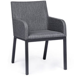 Sedia con braccioli 'Owen', struttura in alluminio, cuscini imbottiti comodi -Lunar / Confezione singola