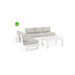 Salottino angolare da giardino 'Konnor' in alluminio per giardino e veranda -Bianco