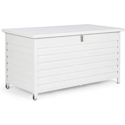 Bizzotto - Baule cassapanca 'Atlantic' porta cuscini in alluminio da esterno con ruote -Bianco / 141 x 73 cm