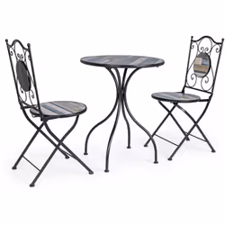 Set da pranzo pratico e compatto, ideale per piccole terrazze, strutture ricettive, bar, birrerie e il giardino. Interamente ...