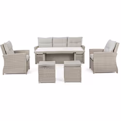 Set da Solotto Ariel Natural Bizzotto: 0661848 Set da Giardino Ariel composto da da 2 poltrone, 1 divano a tre posti, 2 sgabe ...