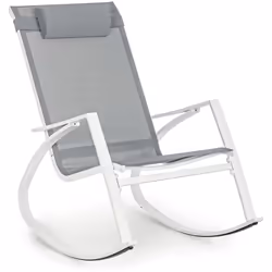 Poltrona Dondolo con Poggiatesta Demid Bianco JA16. Dimensioni: larghezza: 60.5cm, profondità 107cm, altezza: 95cm, altezza s ...