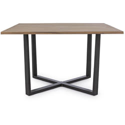 Tavolo quadrato moderno 'Helsinki' in acciaio verniciato nero e doghe in legno 130 cm