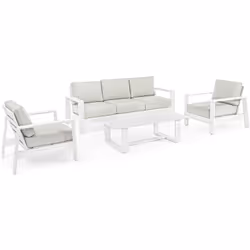 bizzotto salotto giardino 5 persone baltic bianco 663130 alluminio verniciato a polvere (poliestere) cuscini seduta e schiena ...