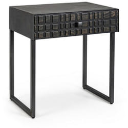 Bizzotto - Tavolino nero 1 cassetto in legno stile industriale 50x35x55