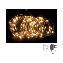 CATENA 300 MICROLED AD ALTA LUMINOSITA', LUCE CLASSIC, FILO COPPER, LUNGHEZZA TOTALE FILO 33MT, LUNGHEZZA CAVO DI ALIMENTAZIO ...