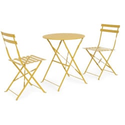 Set Tavolo e 2 Sedie da Esterno Giardino Pieghevole Alluminio Terrazzo Bistrot - Colore principale: Ocra