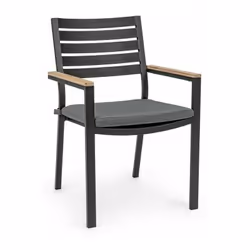 Sedia Con Braccioli E Cuscino Belmar Antracite di Bizzotto Una sedia del design elegante, per arredare con gusto il vostro sa ...
