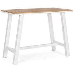 Tavolino 'Skipper' con struttura in alluminio, piano con doghe, 131 x 73 cm -Bianco